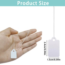 ICED PIXEL Pack of 500 Price Tags, 24 mm x 15 mm Price Labels with Thread, Labels for Clothes, Price Tags Pendants, Jewellery Price Labels for Marking, Handmade Hanging Labels, Small