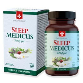 SwissMedicus SleepMedicus - The Power of 10 Herbs, such as Ashwagandha, Lemon Balm Blossom and More with Magnesium for the Perfect Night Recovery, 120 Vegan Capsules