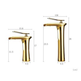 DUSJYOHRD Waterfall Basin Faucets Gold White Brass Bathroom Sink Faucet Black Gold hot and Cold Sink Tap Brass(Black Gold S)