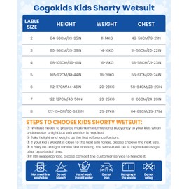 Gogokids Kids Shorty Wetsuit, 2.5mm SCR Neoprene Wetsuits for Toddlers, Back Zipper Children's Short Wet Suits Comfort & Warmth, UV Wetsuit for Swimming, Snorkelling & Surfing, Ages 5-6 Boys, Orange