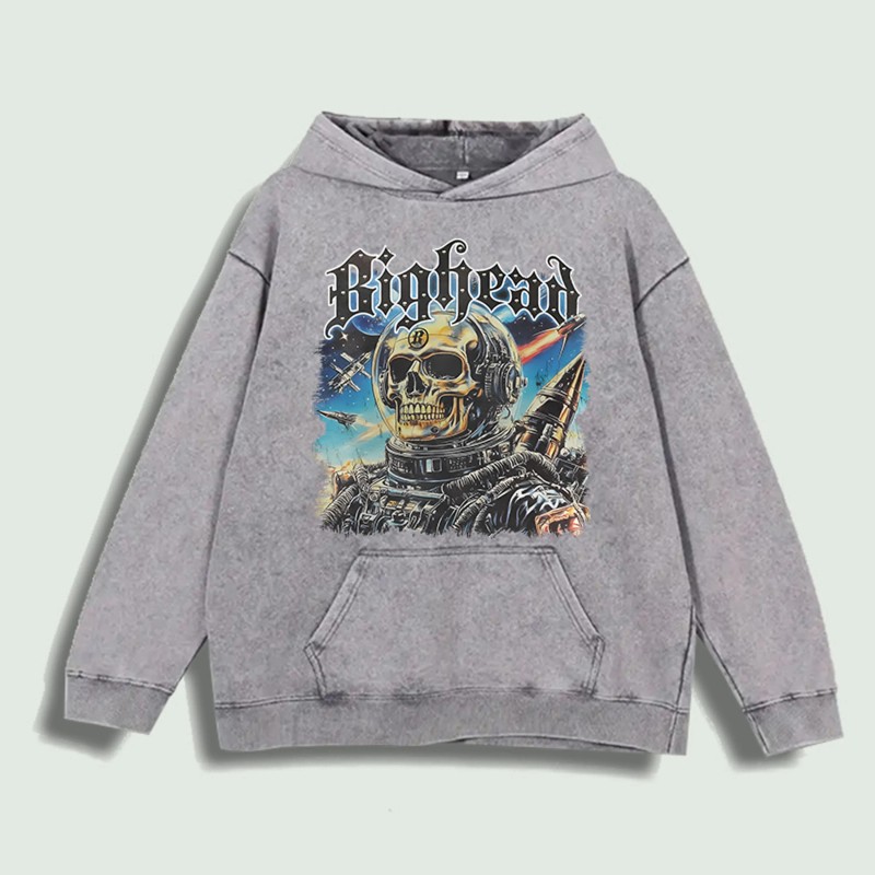 Bighead Astronaut Skull Graphic Hoodie 100% Cotton US Warehouse 6