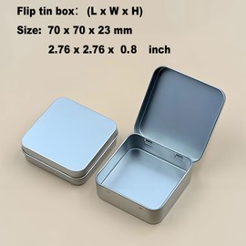 CHSZCHOMER Sturdy Metal Tin Box Set Pack of 12 Silver - Compact Storage Solution for Pills, Jewelry, Beads and More. Small Tins with Hinged Lids for Versatile Use (Silvery, 2.76 x 2.76 x 0.8 in)