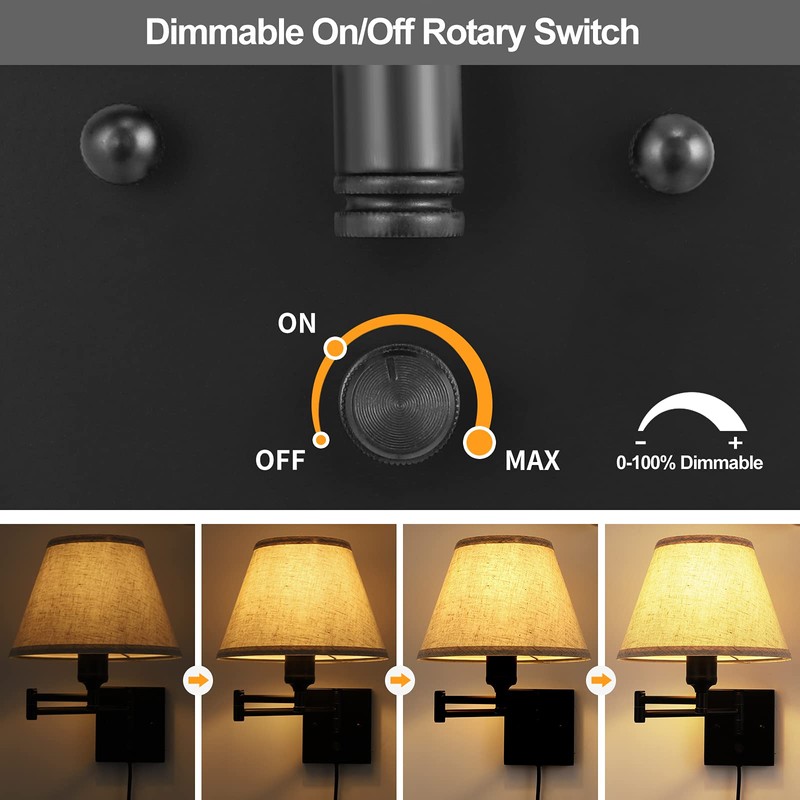 TRLIFE Wall Sconce Plug in, Dimmable Wall Sconces Set of