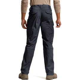 CQR Men's Flex Stretch Tactical Pants, Water Resistant Ripstop Cargo Pants, Lightweight EDC Outdoor Work Hiking Pants, Intense Operator Navy, 36W x 30L