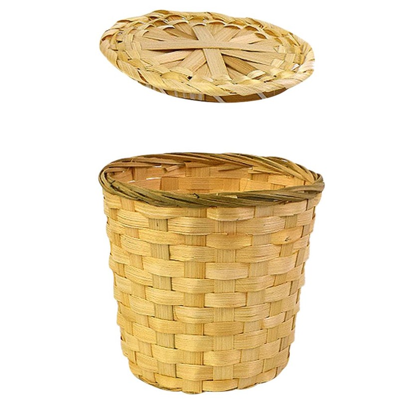 Round Bamboo Weaving Tea Basket with Lid - Mini Tea