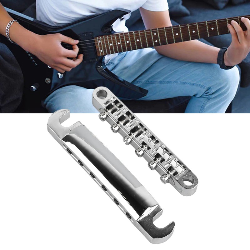 Vintage Guitar Bridge Set Stop Bar Tailpiece 6 Strings Electric