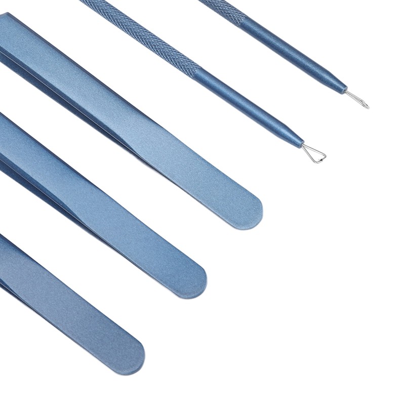 5pcs Blackhead Remover Professional Stainless Blue Acne Needle Tool Set