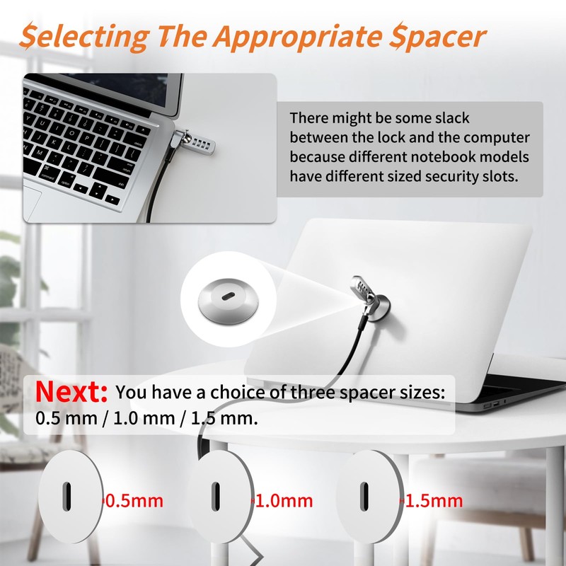 Computer Lock Laptop Lock with Slot Plate 6.23 ft Combination