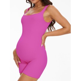 BDITANLE Maternity Workout Romper Pregnancy Yoga Ribbed One Piece Seamless Tank Top Jumpsuit