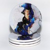 Set of 4 Ceramic Drink Coasters Blue White Gold Marble