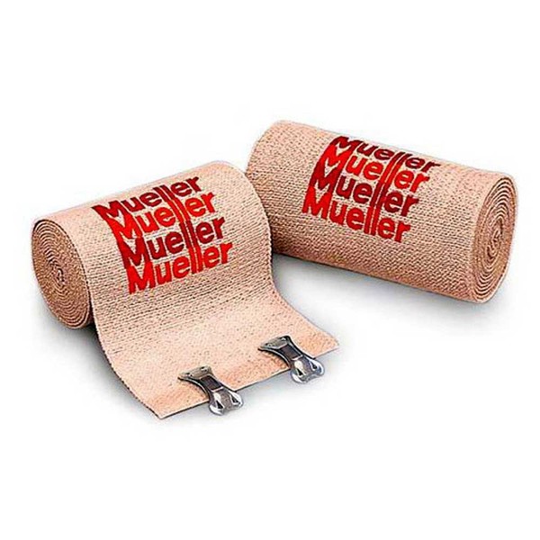 Mueller 6" x 5.3 ft Elastic Bandages, cotton and elastic, reusable, clips included - Each