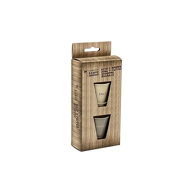 Eddingtons Ranch Salt & Pepper Condiment Buckets Cream and Grey