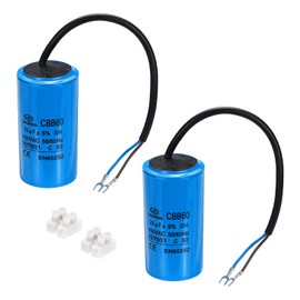 PATIKIL CBB60 25uF Running Capacitors, AC 450V 2 Wires 50/60Hz Cylinder 93x50mm for Air Compressor Motor, Washing Machines, Refrigerators Motor Start,2Set