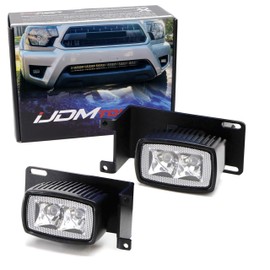 iJDMTOY LED Fog/Driving Lamp Kit Compatible with Toyota Tacoma Tundra 4Runner etc., Includes (2) TRD-Pro Style 10W High Power LED Pod Lights, Set of Fog Lamp Opening Mounting Brackets & Wiring