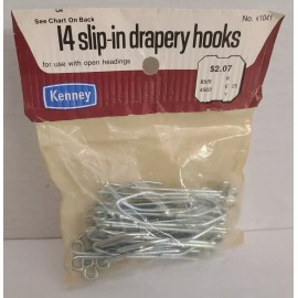 Kenney Drapery Slip In Hooks 1/2" Inch Heading  Pack of 14, New Old Stock #1041