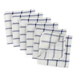 DII 100% Cotton, Machine washable, Basic Everyday Kitchen Towels Scrubber Dish Cloths, 12 "x12 Black And White Plaid Set of 6