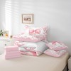 jejeloiu Girls Pretty Ribbon Pink Bow 7 Piece Bedding Set