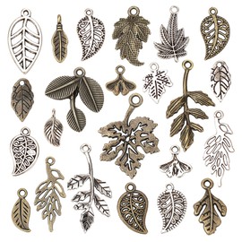PandaHall 184 Pieces 23 Styles Leaf Charms Pendants, Tibetan Tree Leaves Branch Charms Beads Metal Charms for Necklace Bracelet Earring Jewellery Making Accessories and Crafts Wholesale Bulk, All