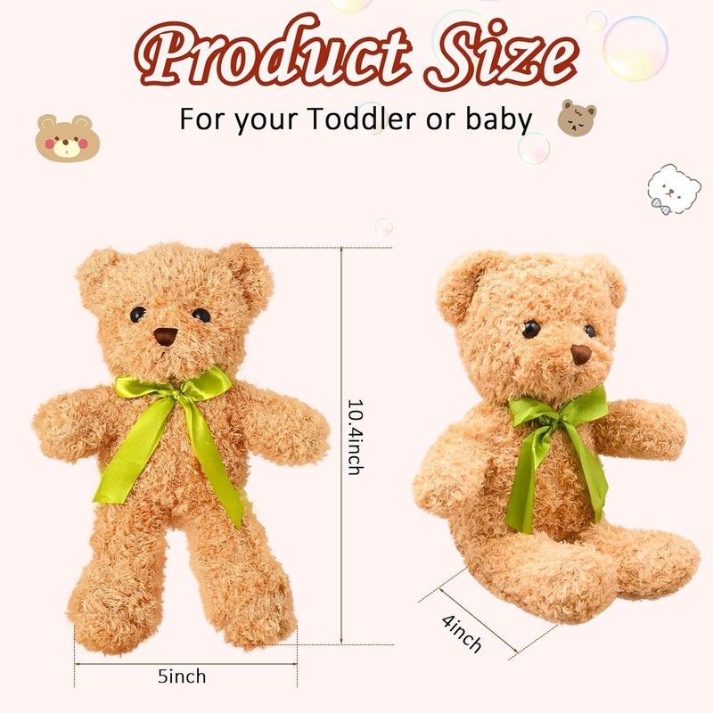 MSYU 10 Pcs Small Teddy Bears with Detachable Bows, 10