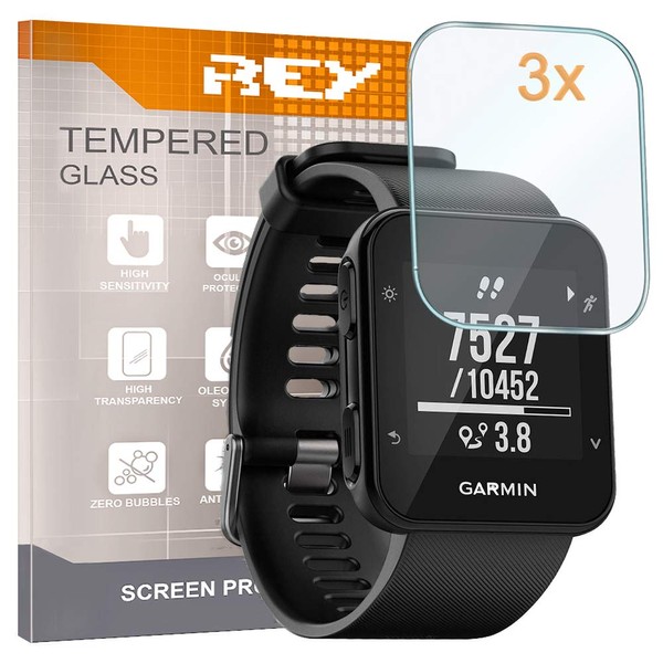 REY Pack of 3 Tempered Glass Screen Protectors for Garmin