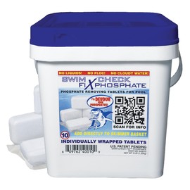 Swim Check Fix Phosphate Remover Tablets – 10 Count | Time-Release Tabs for Pool Phosphate Removal | Clear Water Solution for Saltwater & Freshwater Pools | Easy Skimmer Application, No Cloudiness