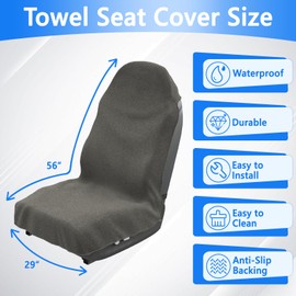 Ythropon Car Seat Cover Waterproof,Protector Front Seats Sweat Towel Car Seat Covers,Universal Non-Slip Car Seat Towel Cover for Gym Workout Running Beach Swimming for Cars SUV Trucks, Grey