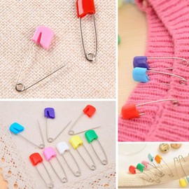 84Pcs Plastic Safety Pins, BetterJonny 2 Inch Assorted Color Head Safety Pins Locking Baby Cloth Diaper Nappy Pins for Quilting Locking Stitch Markers