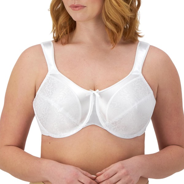 Bali Women's Satin Tracings Minimizer Underwire Bra, White, 40D