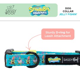 Sassy Woof Dog Collar Spongebob Squarepants™ Jelly Fishin' - S, Adjustable, Durable, Comfortable and Stylish Pet Accessories for Small Dogs