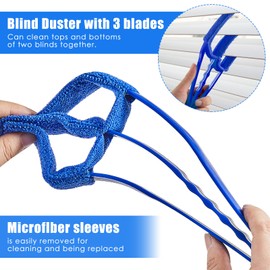 Romooa 4 Pcs Window Venetian Blind Cleaner Duster Tool 7 Finger Blind Rush and Shutter Cleaner Brush Hand-held Window Shutter Air Conditioner Duster for Dirt(Orange, Blue, Red)