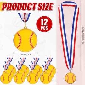 Trnayi 12 Pcs Softball Baseball Medals, 2 Inch Softball Baseball Metal Award Medals for Softball Baseball Games Sport Party Favors Competitions Celebration Gift(Softball)