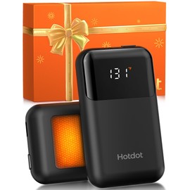 Hotdot Hand Warmers Rechargeable with Gift Box, 4 Pack Electric Hand Warmer with LED Display Battery and Temperature, 4 Heating Levels Portable Hot Hands, for Men, Women, Hunting Ivory
