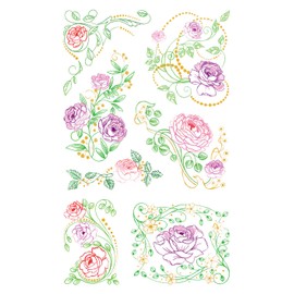 Avery Zweckform Flower Sticker, Rose Embossed 7MOTIVE Paper 6 Sheets, Multi-Colour