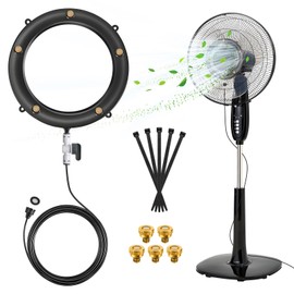 BINGKOU Fan Misters for Outside Patio, Fan Misting Kit with Water Walve, Water Misters for Fans for Cooling Outdoor, 19.6FT Misting Hose + 5 Extra Mist Nozzles