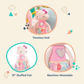 B. toys – Plush Cat Baby Doll with Ballet Tutu & Sparkly Shoes – 15-Inch Soft Cuddly Stuffed Animal Baby Toys for Toddlers – Machine Washable Kitty for Bedtime, Playtime & Nursery