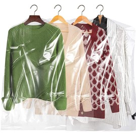 Polythene Garment Covers Clear Plastic Clothes Covers Dry Cleaning Durable, Reusable, and Space-Saving Ultimate Dust and Moisture (60 x 96CM (24'' x 38''), 30 Pcs)