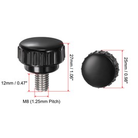 QUARKZMAN Pack of 4 Thumb Screws with Thread M8 x 12 mm x 25 mm Round Head Screw Stainless Steel 304 Round Handle Bolt Clamping Buttons 25 mm Hand Buttons Thumb Screws Tension Screw for Industrial