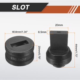 sourcing map Hydraulic Hole Punch Die Φ6.5×20mm Slot Hole 40Cr Steel Electric Punching Kit for CH60 Electric Punching Machine, Black
