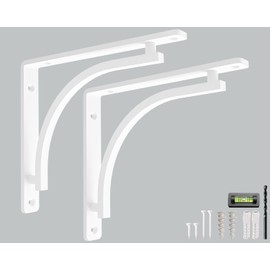 Classic White Heavy Duty Shelf Brackets 12 Inch – 14 by Balin Designs – L Bracket, Wall Mounted Support, Shelving Metal Bracket, Decorative Shelf Brackets, with Hardware Included, Set of 2