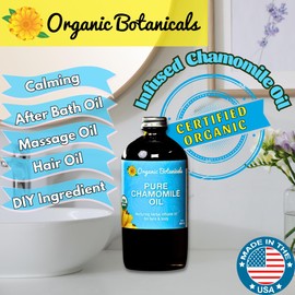 Organic Botanicals Pure Organic Chamomile Oil - USDA Certified, Premium Grade Natural Therapeutic Oil for Body, Skin, Face, Hair & Massage Therapy - Relaxing, Bath & DIY Infused Flower Extract (8 oz)