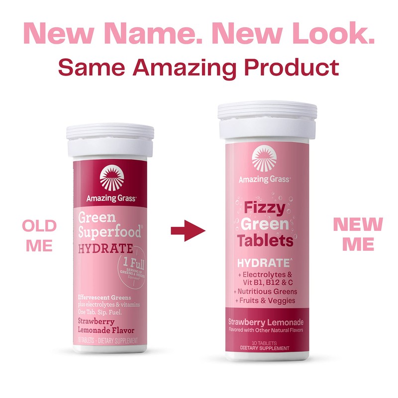 Amazing Grass Electrolyte Tablets, Fizzy Greens Water Flavoring Tablet with