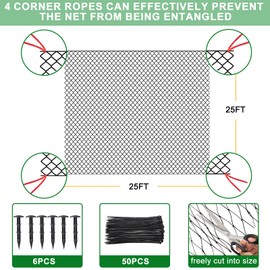 BSTPCOO 25'x25' Bird Netting for Chicken Coop, Nylon 3/4" Mesh Poultry Netting Chicken Net Roof Hawk, Aviary Net Deer Fence Pests Trellis Garden Nettings for Fruits Trees Plant