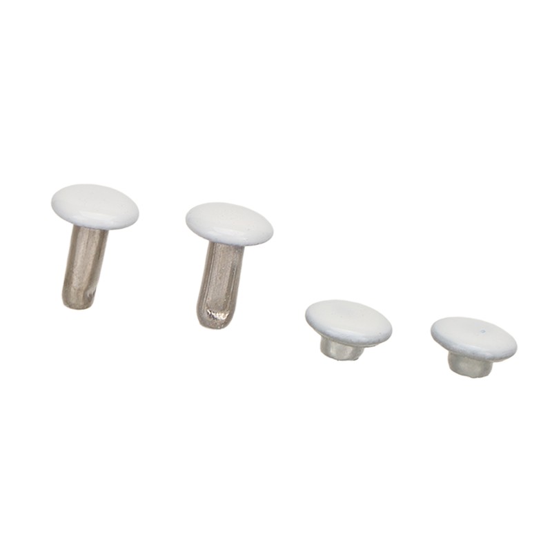 500 Sets Leather Rivets 6x8mm Iron White Round DIY Plating