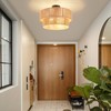 Fenluster Boho Semi Flush Mount Ceiling Light Rattan Ceiling Light