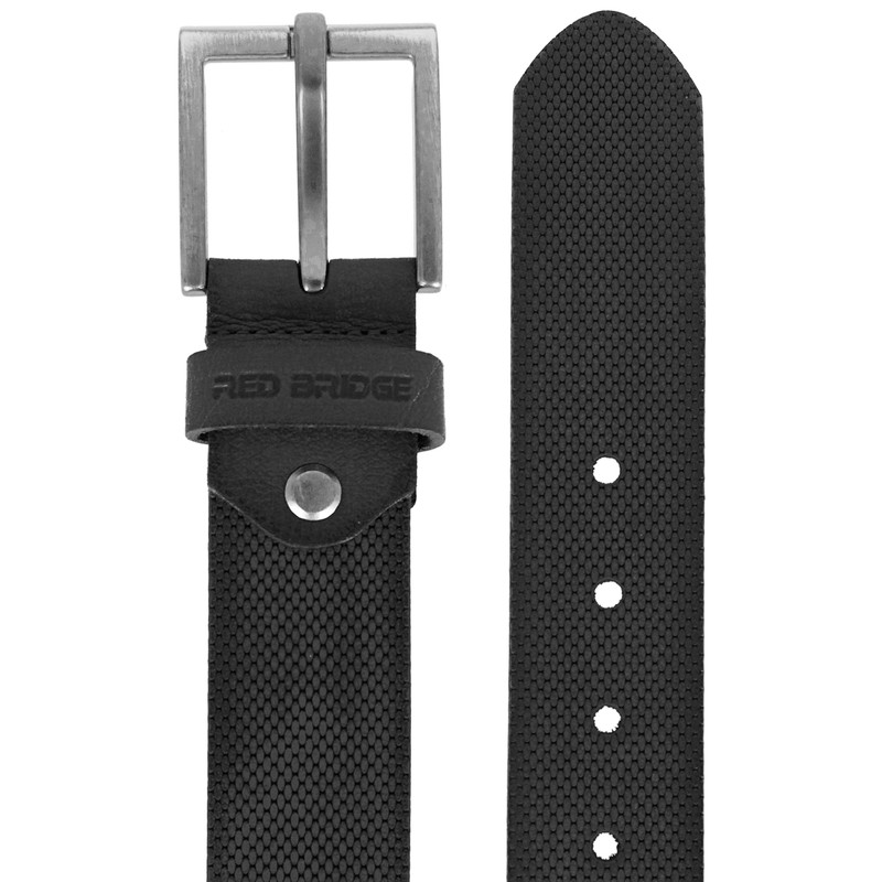 Red Bridge Men's Genuine Leather Belt Scratched Honeycomb, black