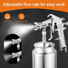 Air Undercoating Spray Gun with 750ml Suction Feed Cup, 360° Spray for Truck Bed Liner Coating, Rubberized Undercoat, Rust Proofing