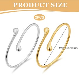Ruzister Pack of 2 spiral bangles for women, upper bangle, gold silver bangle, minimalist bangle, liquid lava bracelet, open bangle for women