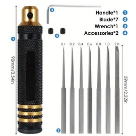 7-in-1 Model Engraving Tools, Resin Scribe Tool, Metal Hand Engraver Pen, Panel Line Scriber Scribing Tools Resin Carved Chisel for Gundam Gunpla with 0.1/0.2/0.4/0.6/0.8/1.0/2.0mm Blades