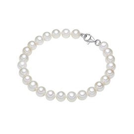 Valero Pearls Sterling Silver 925 rhodium-plated Ladies Bracelet with Freshwater cultured pearls white 19 cm 60201420