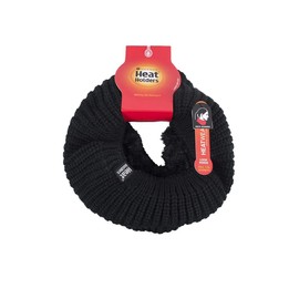 HEAT HOLDERS - Ladies Thick Winter Warm Fleece Lined Chunky Knit Thermal Neck Warmer (One Size, Black (Chunky))